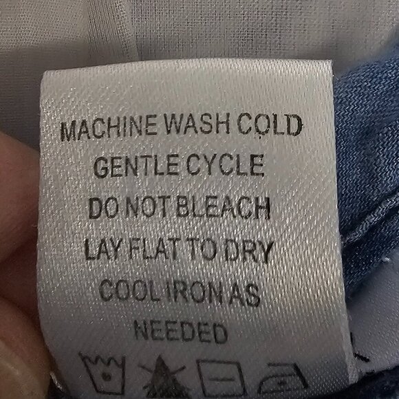 Dizzy Lizzy Blue Chambray Tie Dye Button Down Tunic Blouse Belted Grunge M - Picture 10 of 12